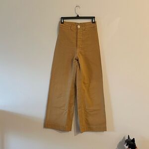 Jesse Kamm Sailor Pants Wide Leg Canvas Cotton 0 High Rise Tan Wheat?